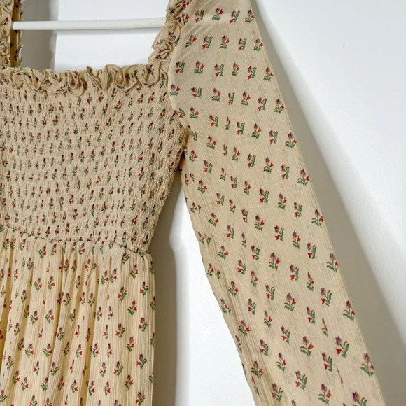 Sezane Lina Maxi Dress Sz 2 Long Sleeve Floral Chiffon Cottagecore Prairie Boho - Picture 9 of 13